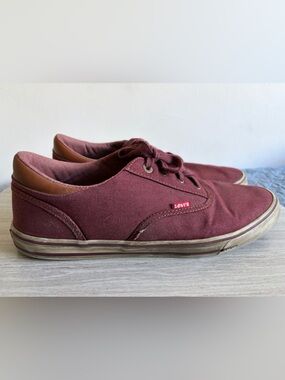 Levi's Men's Burgundy Canvas Lace-Up Sneakers Size 13